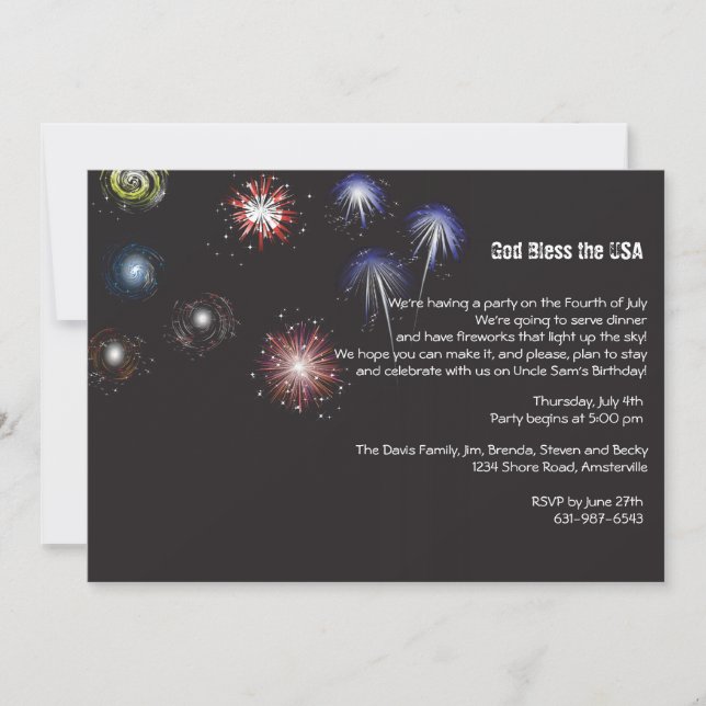 Invitation d'affichage Fireworks (Devant)