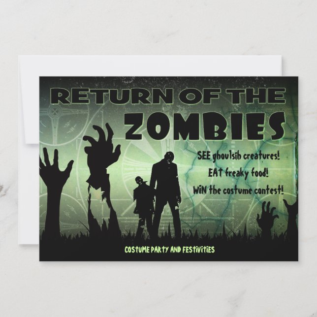Invitation d'affiches de cinéma Zombie Halloween A (Devant)