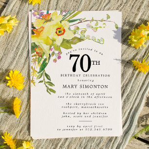 Invitation Daffodile jaune Boho rustique 70e anniversaire