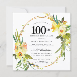 Invitation Daffodile rustique 100e anniversaire Dîner