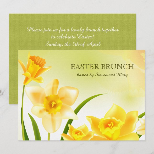 Invitation Daffodiles de printemps sur mesure Brunch de Pâque (Devant / Derrière)