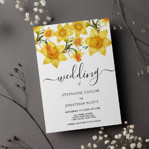 Invitation Daffodiles dorées de printemps botanique fleurs ma