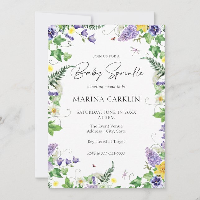 Invitation Daffodiles et Fleur sauvage Floral Baby Sprinkl (Devant)