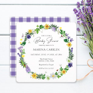 Invitation Daffodiles rustiques et Baby shower Carré Fleur sa