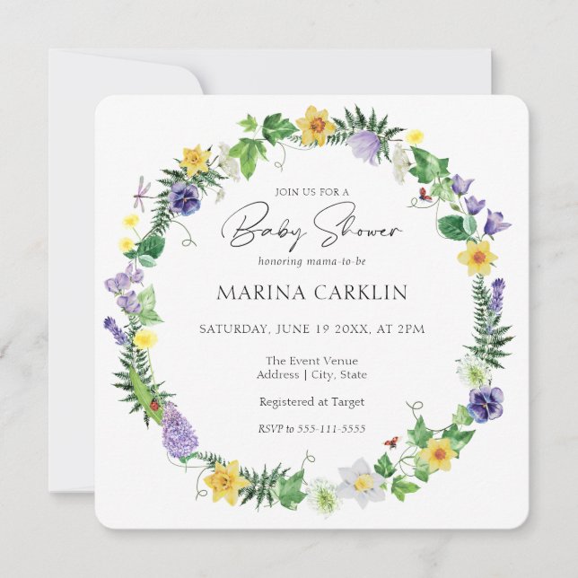 Invitation Daffodiles rustiques, Fleurs sauvages et Baby show (Devant)