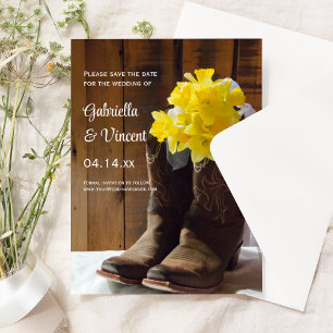 Invitation Daffodils et Bottes de cowboy Mariage Enregistrer 