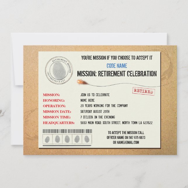 Invitation d'agent secret de partie de retraite de (Devant)