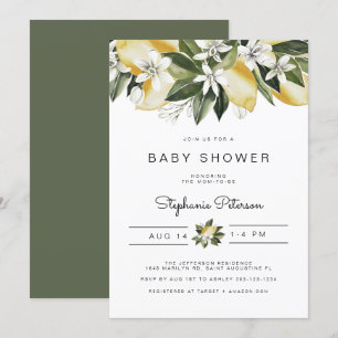 Invitation Dahlia - Aquarelle Citrus Citron Blanc Floral