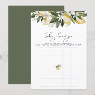 Invitation DAHLIA Citron Baby shower Fruit Bingo Jeu