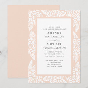 Invitation Dahlia. Fleurs de jardin roses. Fleurs de mariage