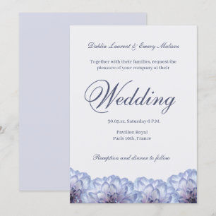 Invitation Dahlia Fleurs Lilac Bleu Élégant Mariage Floral