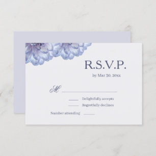 Invitation Dahlia Fleurs Lilac Bleu Élégant Mariage RSVP