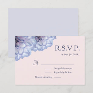 Invitation Dahlia fleurs lilas bleu rose floral mariage RSVP