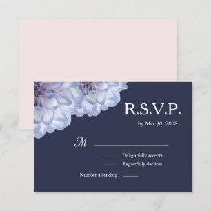 Invitation Dahlia fleurs lilas marine bleu floral mariage RSV