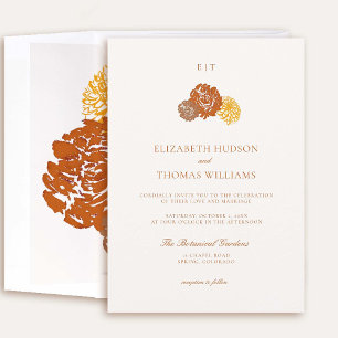 Invitation Dahlia Floral Art Croquis Formel Gras Mariage de a