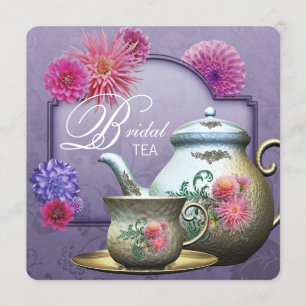 Invitation Dahlia Pink Purple Bridal Tea Douche