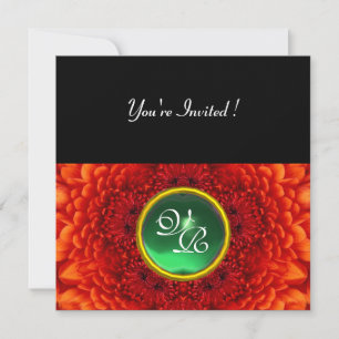 Invitation DAHLIA ROUGE, JADE, vert clair jaune noir