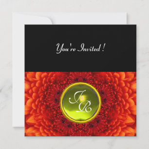 Invitation DAHLIA ROUGE, monogramme TOPAZ, jaune clair