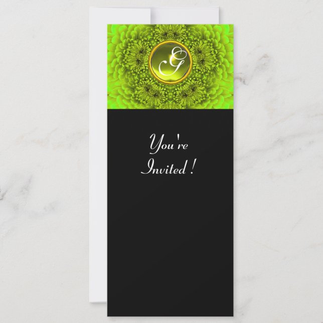 Invitation DAHLIA VERT, TOPAZ, vert vif jaune noir (Devant)
