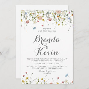 Invitation Dainty coloré Wild Back et avant Mariage