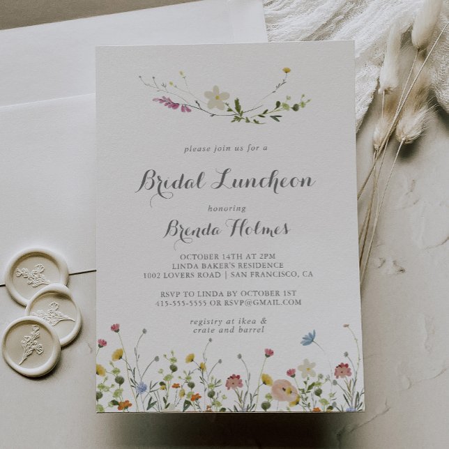 Invitation Dainty Colorée Wild Bridal Luncheon Fête des marié (Créateur téléchargé)