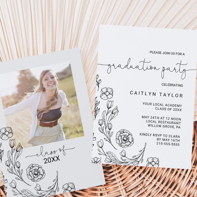 Invitation Dainty Elegance Graduance Party (Créateur téléchargé)