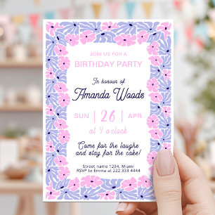 Invitation Dainty Floral Pattern Anniversaire Célébration