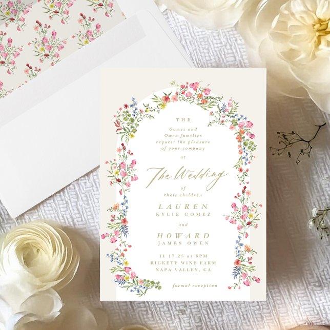 Invitation dainty romantique arche fleurie printemps jardin m (Créateur téléchargé)