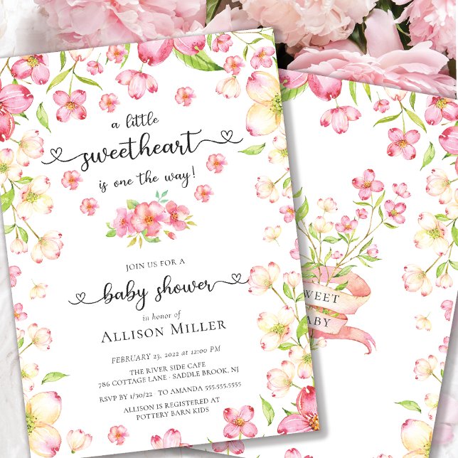 Invitation Dainty rose Floral Baby shower amoureux Invitati (Créateur téléchargé)