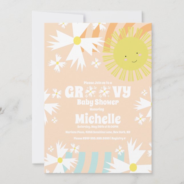 Invitation Daisée d'été Super Sun Rainbow Baby shower (Devant)