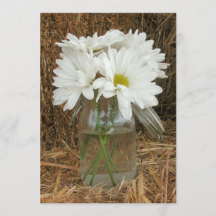 Invitation Daisers À Mason Jar Hay - Pays / Barn Mariage