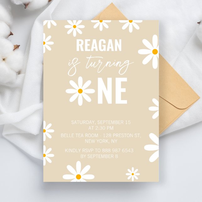 Invitation Daises Première fête d'anniversaire 1er anniversai (Créateur téléchargé)