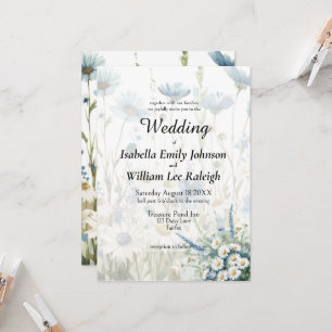 Invitation Daisies branchées et Mariage campagnard Denim défr
