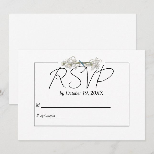 Invitation Daisy and Pearls RSVP Wedding  (Devant / Derrière)