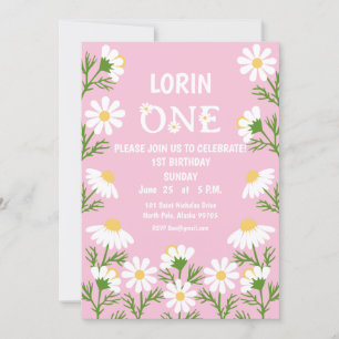 Invitation Daisy Anniversaire Boho Un 1er Anniversaire