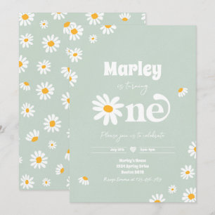 Invitation Daisy Anniversaire Fête Bohème Floral 1er Annivers