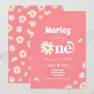 Invitation Daisy Anniversaire Fête Bohème Floral 1er Annivers