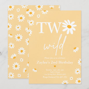 Invitation Daisy Anniversaire fête Bohmian Deux Wild 2e Anniv