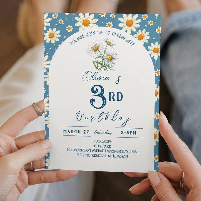 Invitation Daisy Anniversaire I Bleu (Créateur téléchargé)