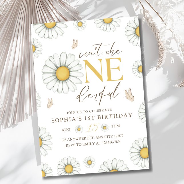 Invitation Daisy Anniversaire Invitation, Onederful Daisy 1er (Créateur téléchargé)