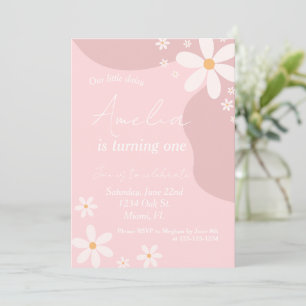 Invitation Daisy Anniversaire Retro Pink Bohemian Anniversair