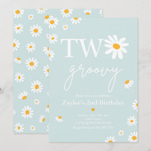 Invitation Daisy Birthday Party Boho Deux Super 2e anniversai