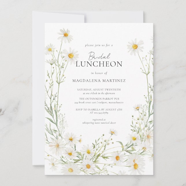 Invitation Daisy Boho Fleur sauvage Rustic Bridal Luncheon (Devant)