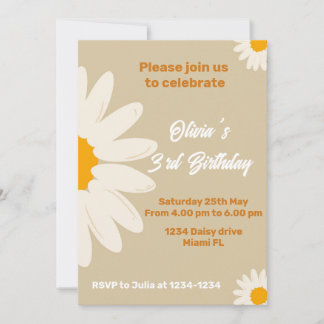 Invitation Daisy boho party Invitation, marguerite rétro anni