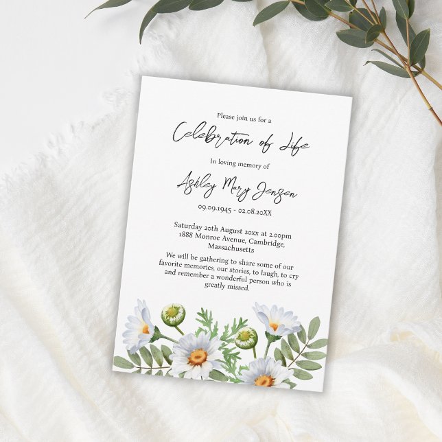 Invitation Daisy Celebration of Life Funeral (Créateur téléchargé)
