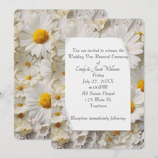 Invitation Daisy Collection Vow Renouvellement Mariage (Devant / Derrière)