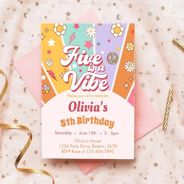 Invitation Daisy Five est une Vibe Retro 5e anniversaire Invi (Créateur téléchargé)