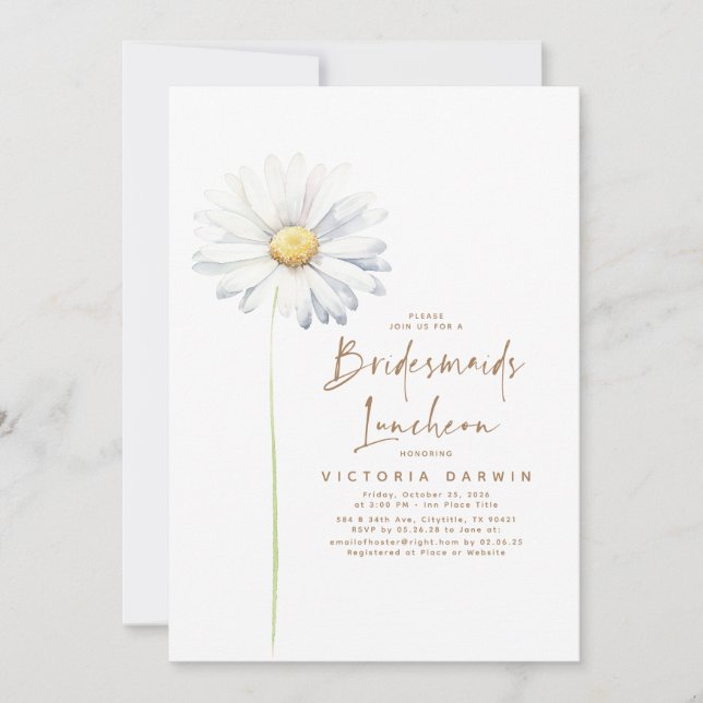 Invitation Daisy Floral Bridesmaitres Fête des mariées de déj (Devant)