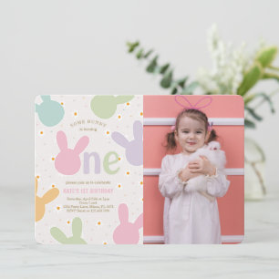 Invitation Daisy Floral Bunny 1er Anniversaire Photo