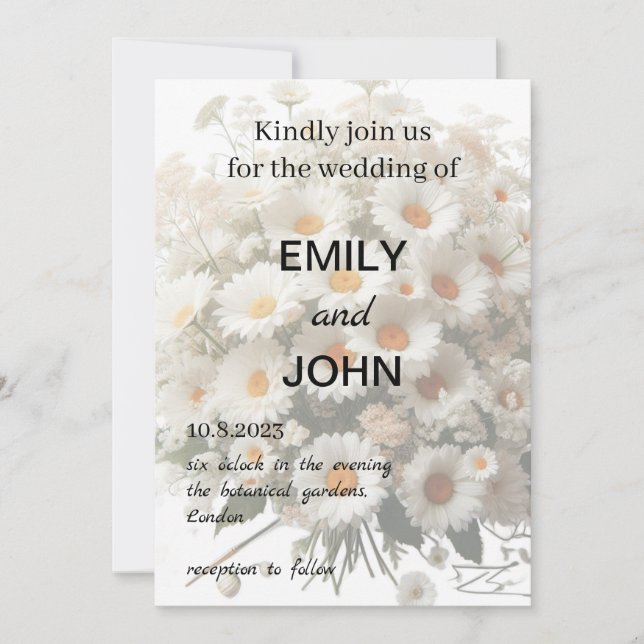 Invitation Daisy Floral Mariage (Devant)